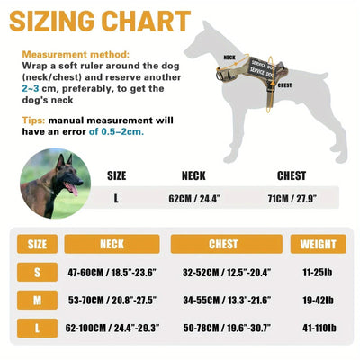 Tactical Service Dog With Control Handle Anti-Pull Adjustable Reflective Pet Vest Harness Easy Walking Training