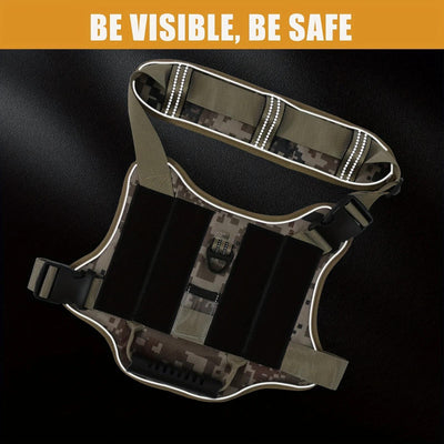Tactical Service Dog With Control Handle Anti-Pull Adjustable Reflective Pet Vest Harness Easy Walking Training